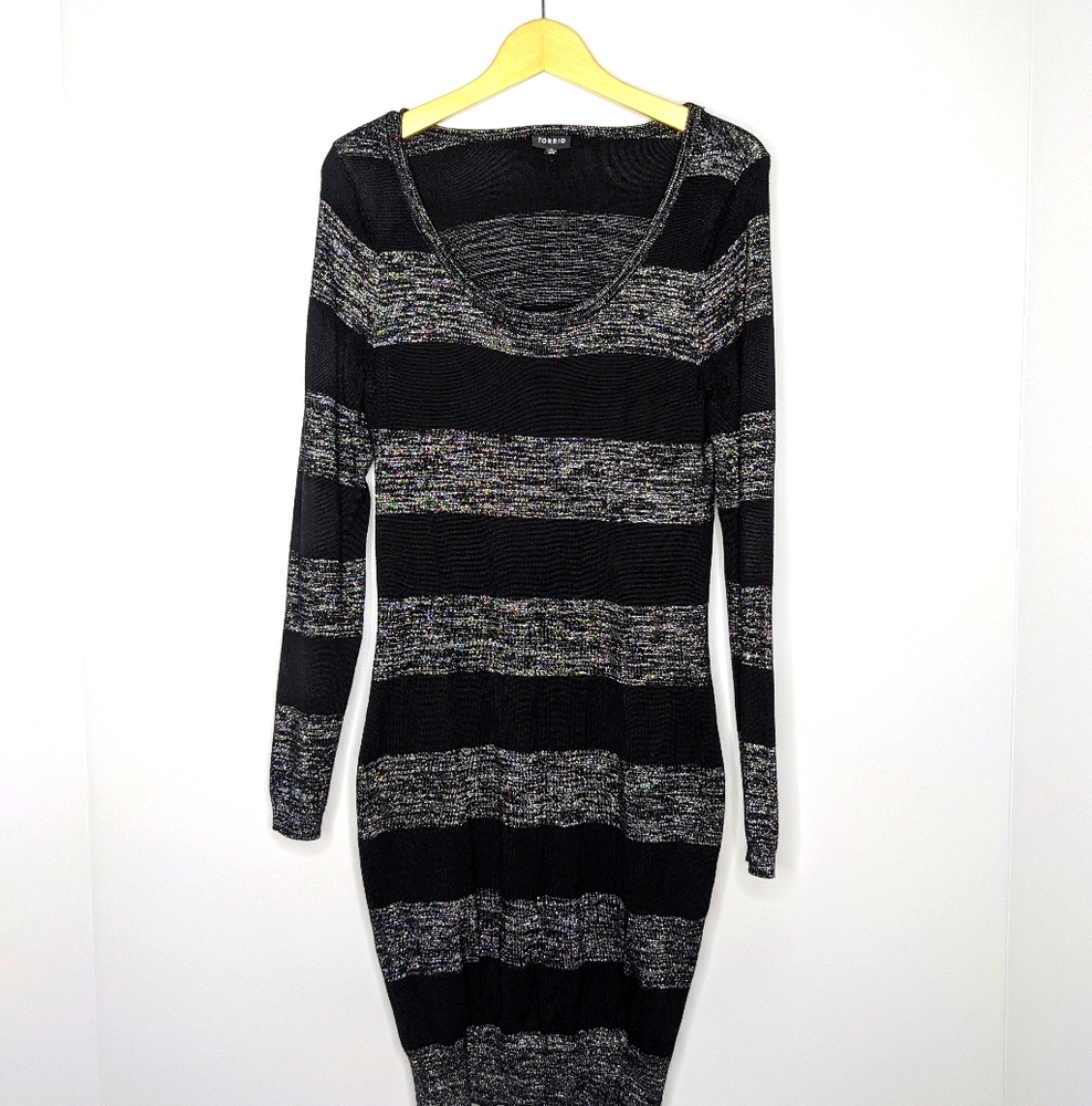 Black and silver Torrid Sweater Dress